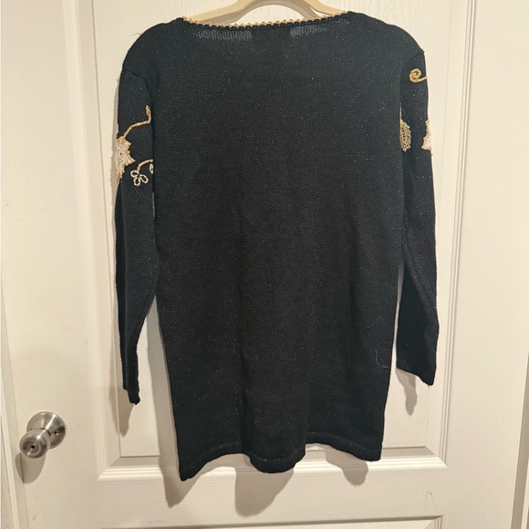 Vintage Black and Gold Embroidered Sweater - Picture 3 of 5